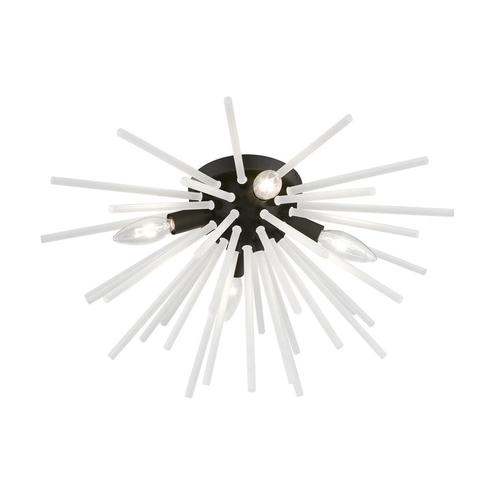 Livex Lighting 48820-04 Four Light Flush Mount, Black