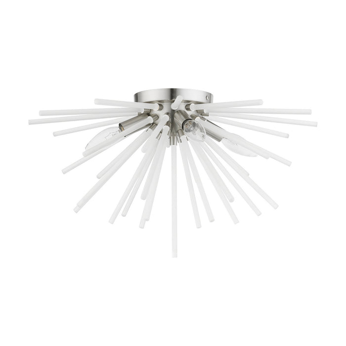 Livex Lighting 48820-91 Four Light Flush Mount, Brushed Nickel
