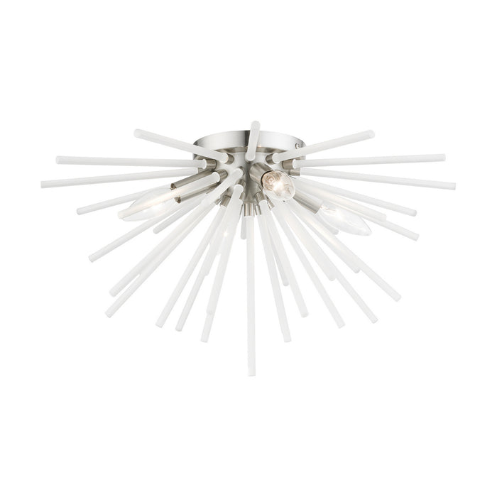 Livex Lighting 48820-91 Four Light Flush Mount, Brushed Nickel