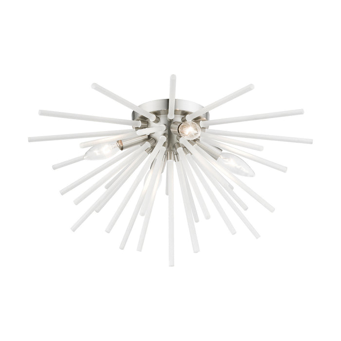 Livex Lighting 48820-91 Four Light Flush Mount, Brushed Nickel
