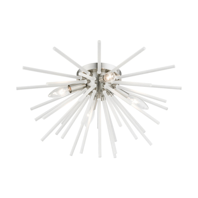 Livex Lighting 48820-91 Four Light Flush Mount, Brushed Nickel