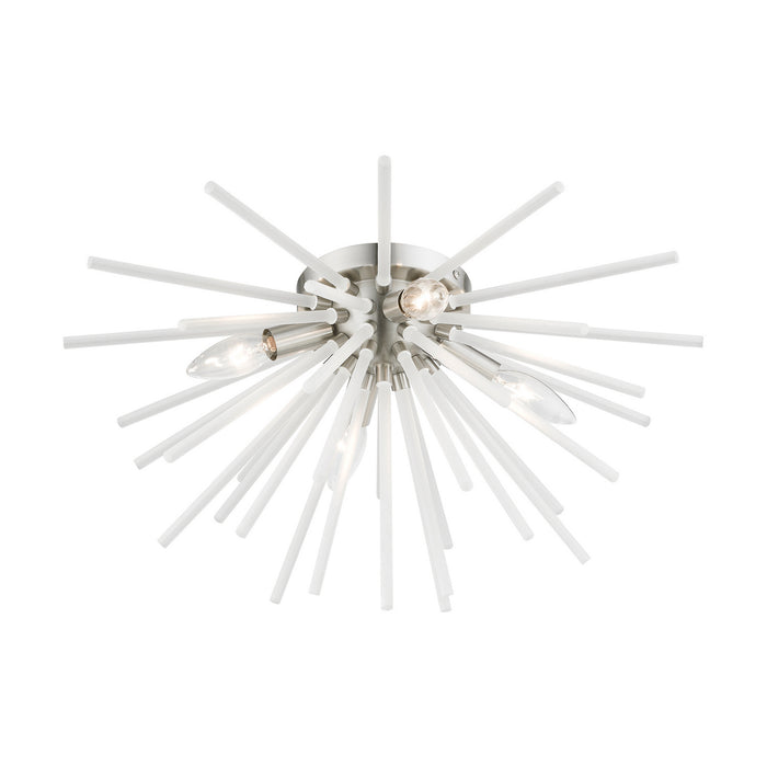 Livex Lighting 48820-91 Four Light Flush Mount, Brushed Nickel