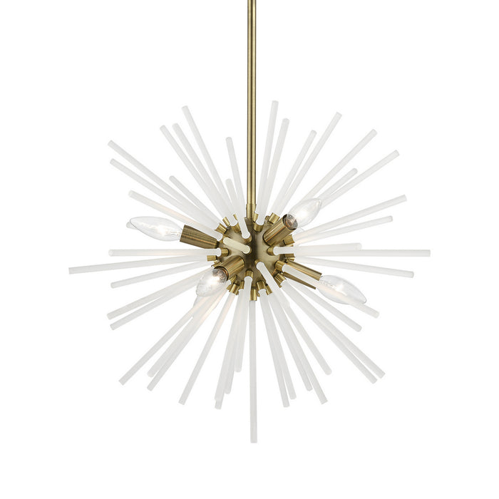 Livex Lighting 48824-01 Six Light Chandelier, Antique Brass