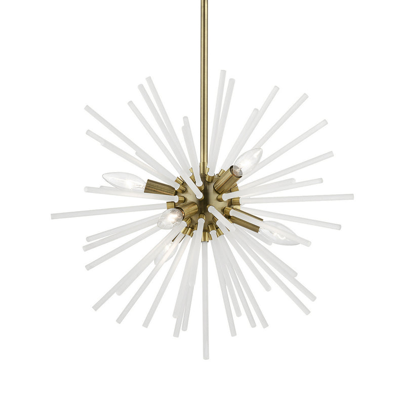Livex Lighting 48824-01 Six Light Chandelier, Antique Brass