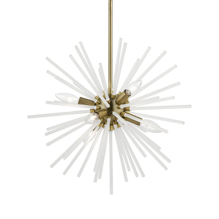 Livex Lighting 48824-01 Six Light Chandelier, Antique Brass