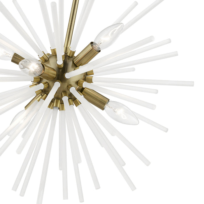 Livex Lighting 48824-01 Six Light Chandelier, Antique Brass