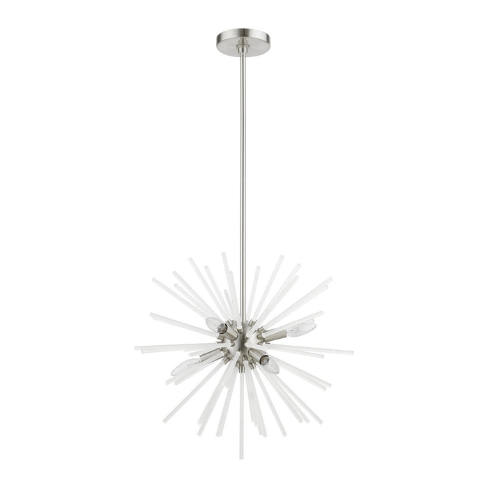 Livex Lighting 48824-91 Six Light Chandelier, Brushed Nickel