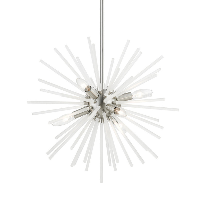 Livex Lighting 48824-91 Six Light Chandelier, Brushed Nickel