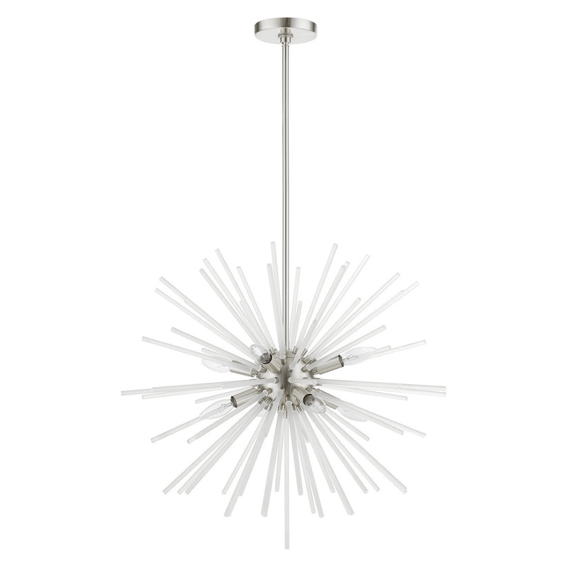 Livex Lighting 48826-91 Eight Light Chandelier, Brushed Nickel