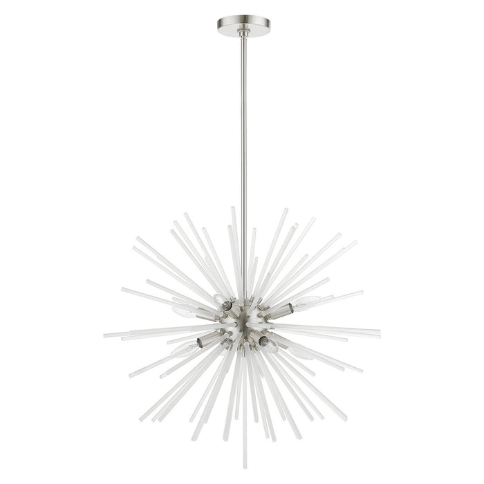 Livex Lighting 48826-91 Eight Light Chandelier, Brushed Nickel
