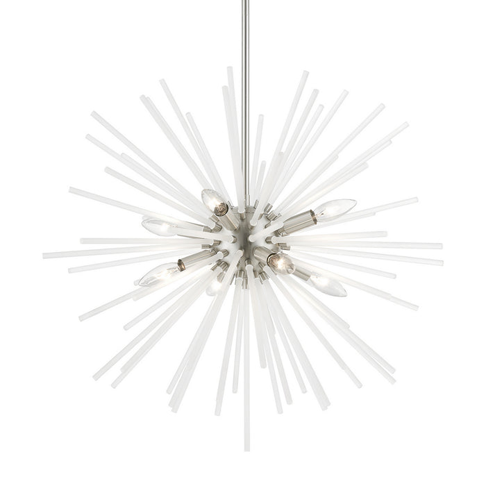 Livex Lighting 48826-91 Eight Light Chandelier, Brushed Nickel