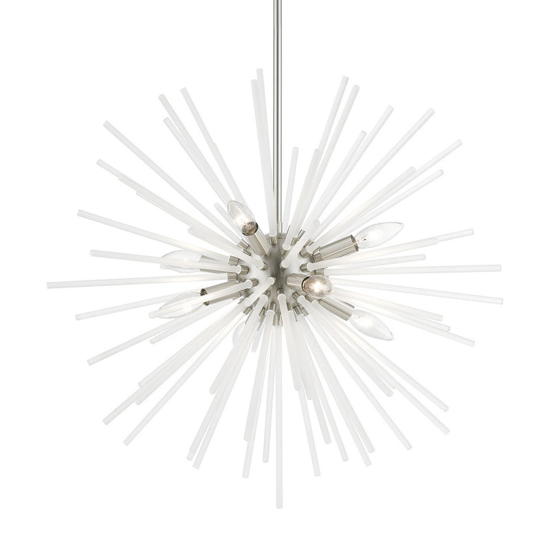 Livex Lighting 48826-91 Eight Light Chandelier, Brushed Nickel