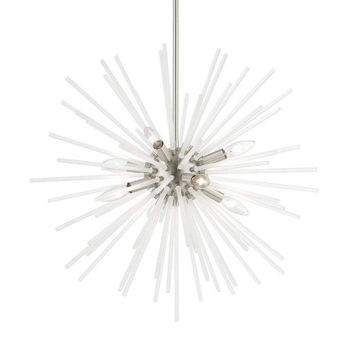 Livex Lighting 48826-91 Eight Light Chandelier, Brushed Nickel