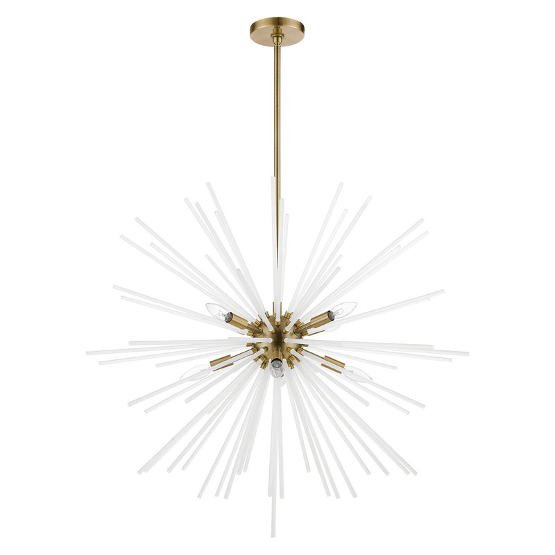 Livex Lighting 48828-01 Eight Light Foyer Chandelier, Antique Brass