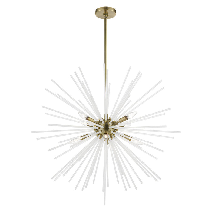Livex Lighting 48828-01 Eight Light Foyer Chandelier, Antique Brass