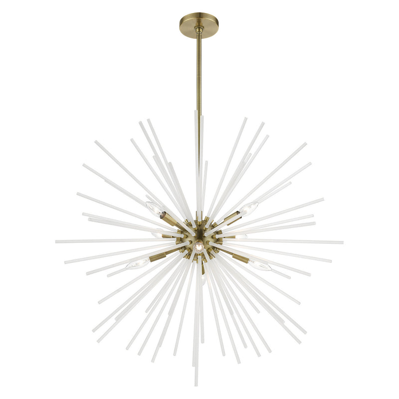 Livex Lighting 48828-01 Eight Light Foyer Chandelier, Antique Brass