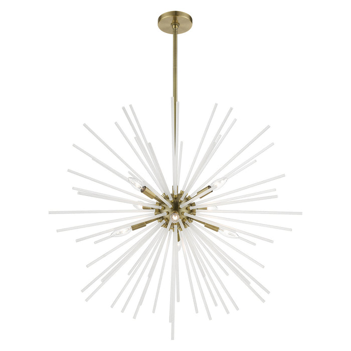 Livex Lighting 48828-01 Eight Light Foyer Chandelier, Antique Brass