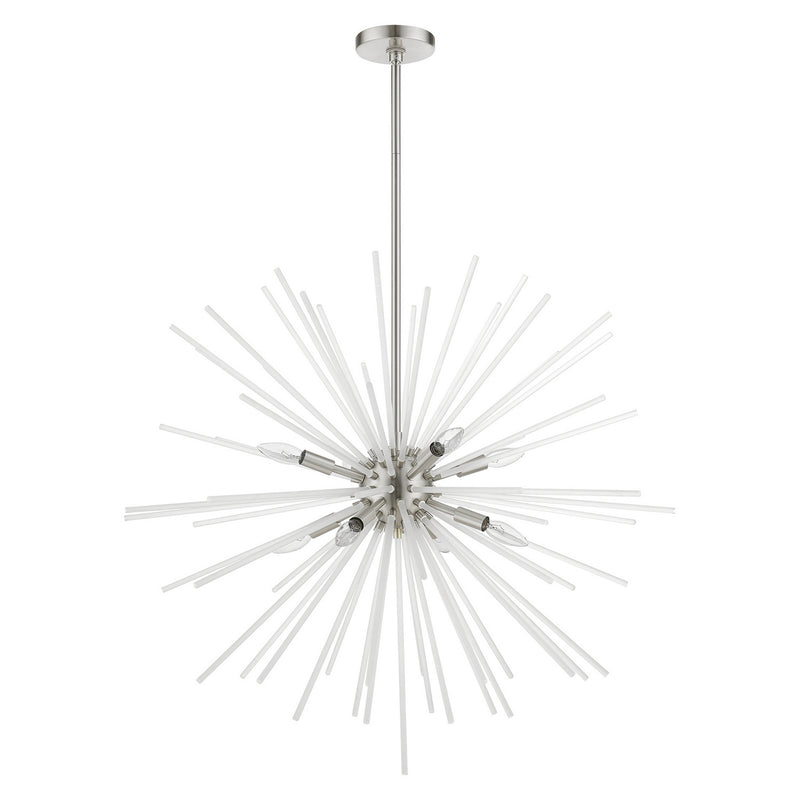 Livex Lighting 48828-91 Eight Light Foyer Chandelier, Brushed Nickel