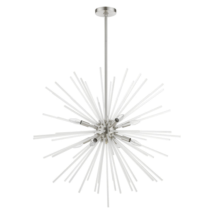 Livex Lighting 48828-91 Eight Light Foyer Chandelier, Brushed Nickel
