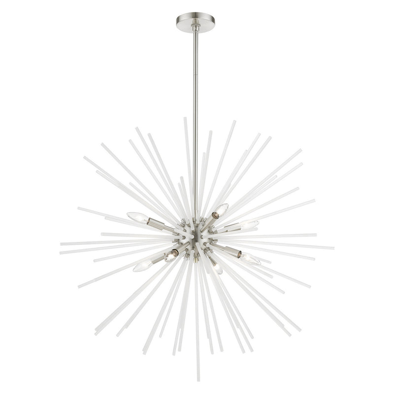 Livex Lighting 48828-91 Eight Light Foyer Chandelier, Brushed Nickel
