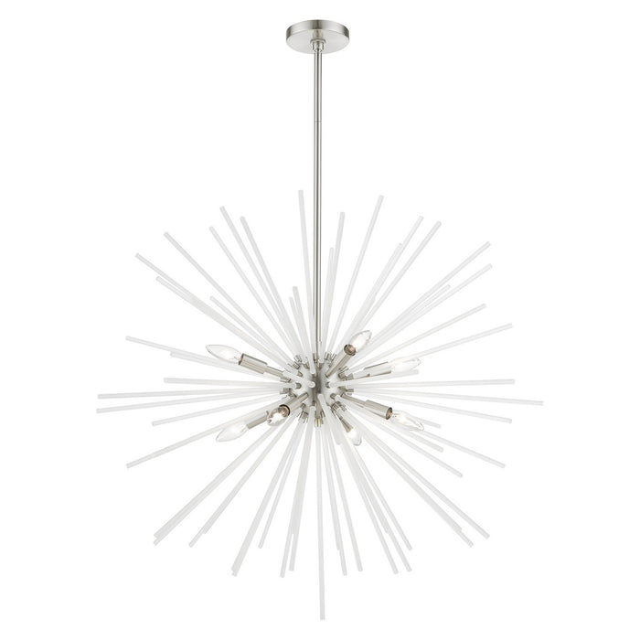 Livex Lighting 48828-91 Eight Light Foyer Chandelier, Brushed Nickel