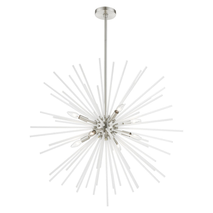 Livex Lighting 48828-91 Eight Light Foyer Chandelier, Brushed Nickel