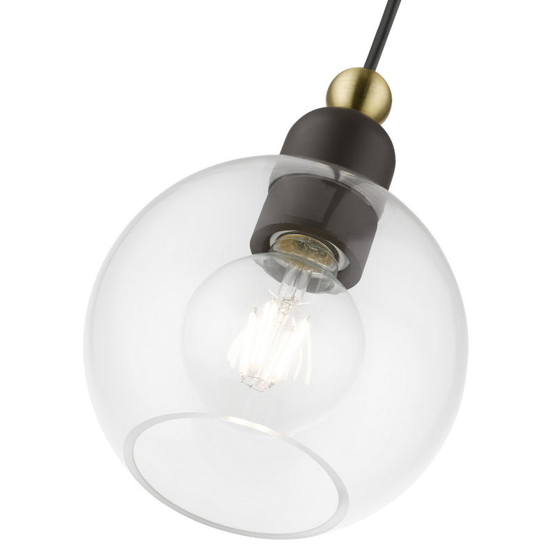 Livex Lighting 48971-07 One Light Mini Pendant, Bronze w/Antique Brass