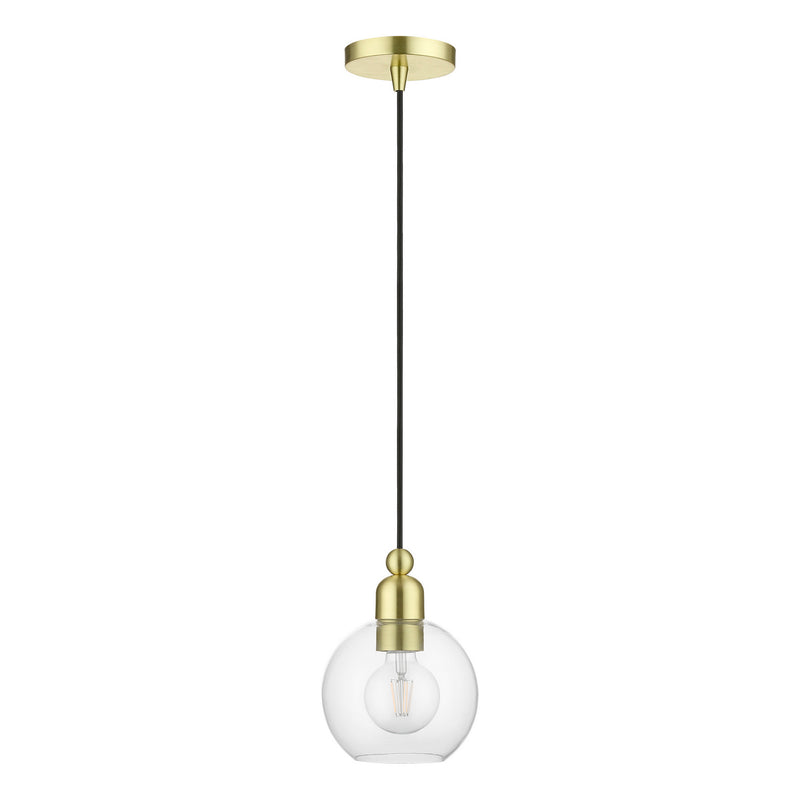 Livex Lighting 48971-12 One Light Mini Pendant, Satin Brass