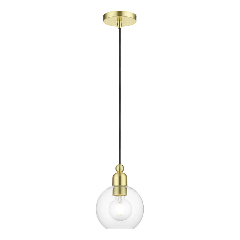 Livex Lighting 48971-12 One Light Mini Pendant, Satin Brass