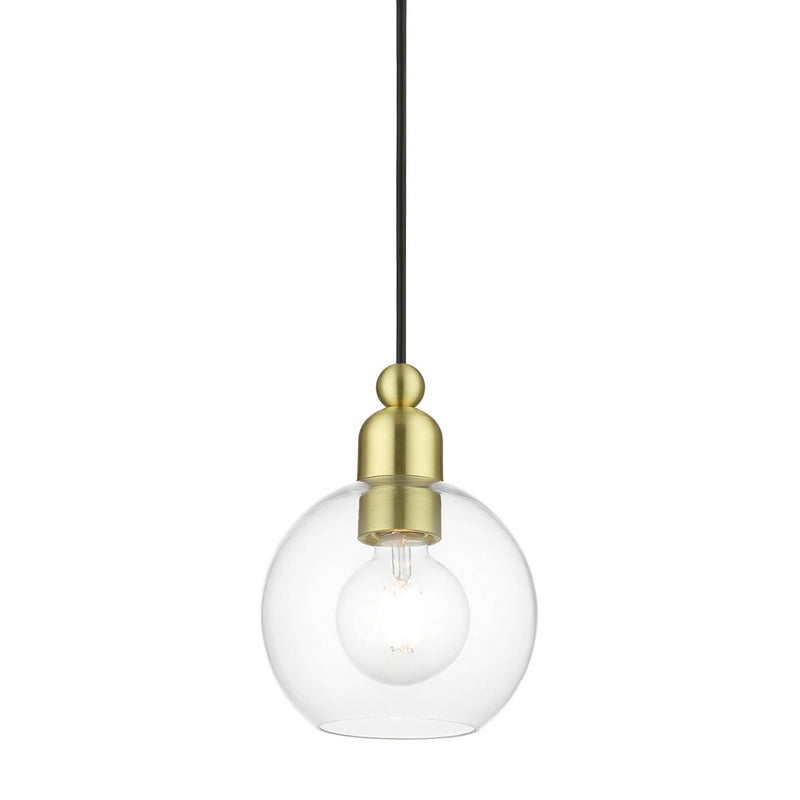 Livex Lighting 48971-12 One Light Mini Pendant, Satin Brass
