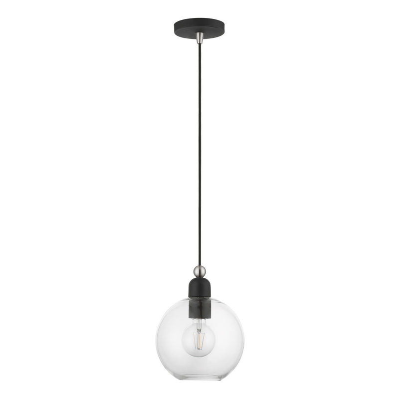 Livex Lighting 48972-04 One Light Pendant, Black w/Brushed Nickel