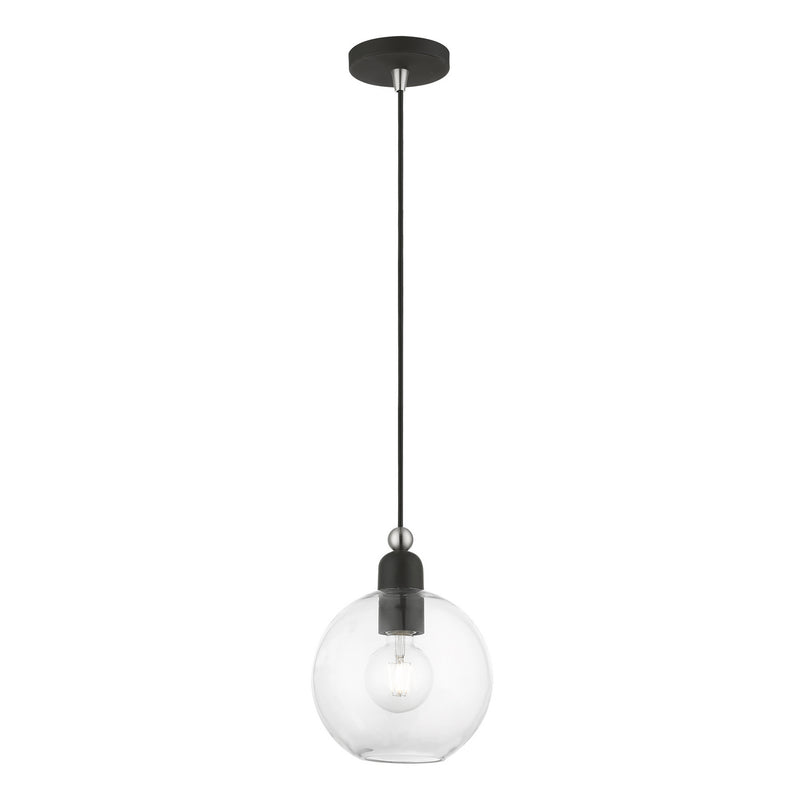 Livex Lighting 48972-04 One Light Pendant, Black w/Brushed Nickel