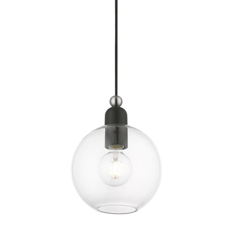Livex Lighting 48972-04 One Light Pendant, Black w/Brushed Nickel