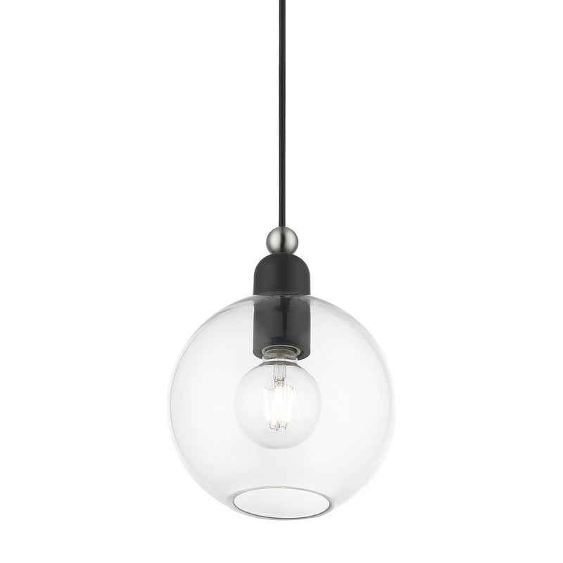 Livex Lighting 48972-04 One Light Pendant, Black w/Brushed Nickel