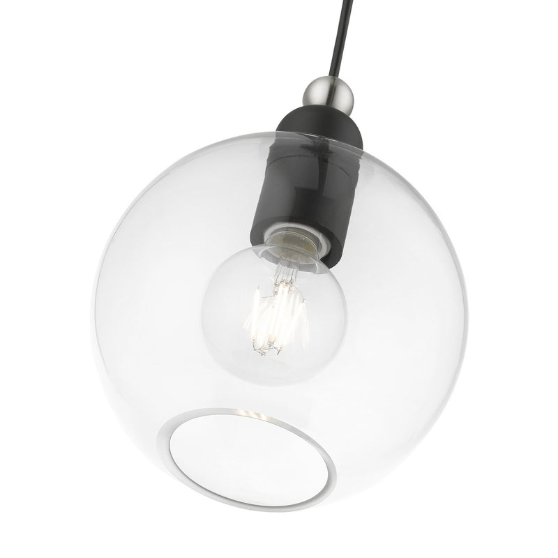 Livex Lighting 48972-04 One Light Pendant, Black w/Brushed Nickel