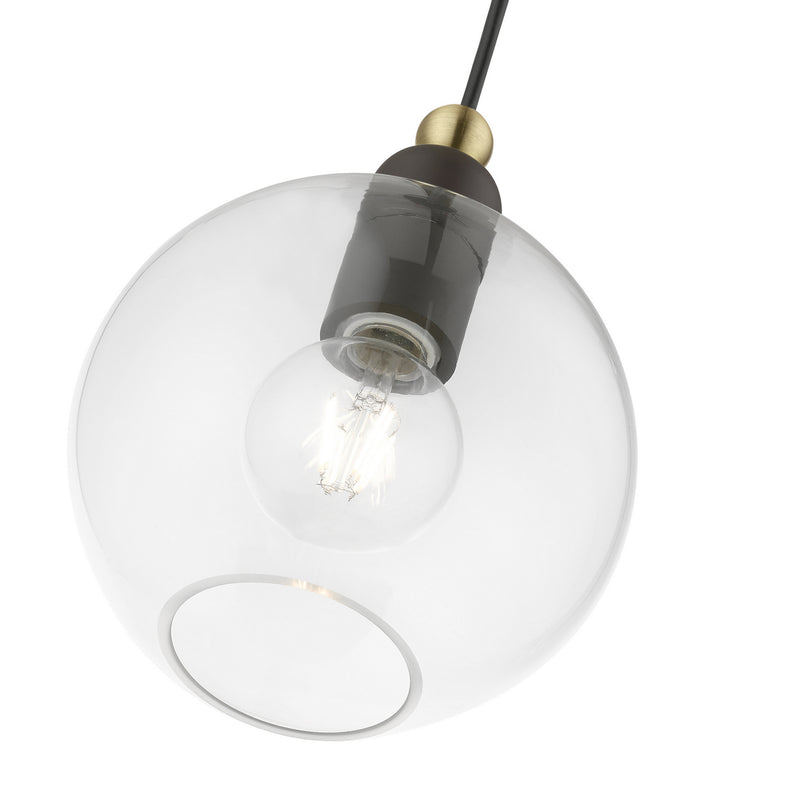 Livex Lighting 48972-07 One Light Pendant, Bronze w/Antique Brass