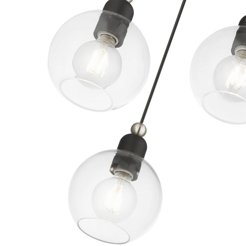 Livex Lighting 48973-04 Three Light Pendant, Black w/Brushed Nickel