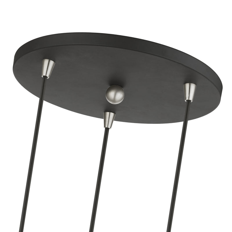 Livex Lighting 48973-04 Three Light Pendant, Black w/Brushed Nickel