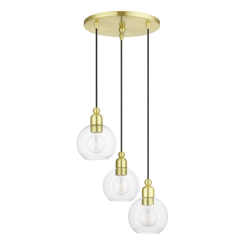 Livex Lighting 48973-12 Three Light Pendant, Satin Brass