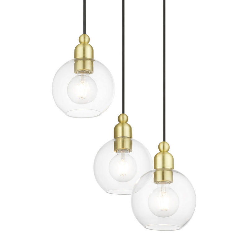 Livex Lighting 48973-12 Three Light Pendant, Satin Brass
