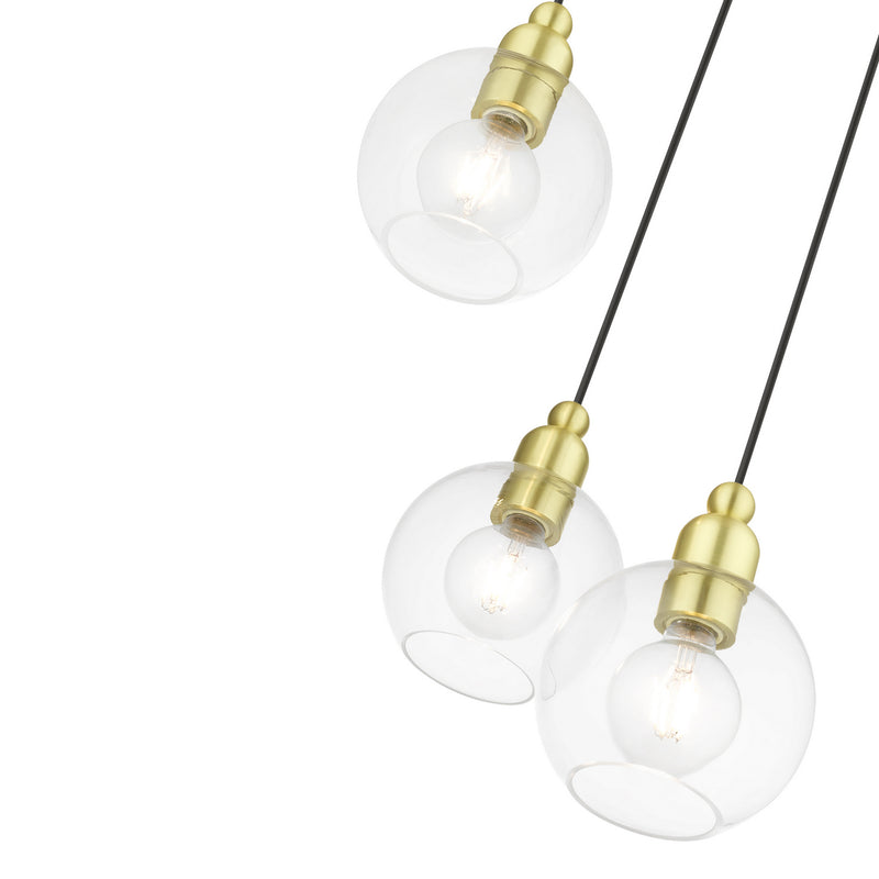Livex Lighting 48973-12 Three Light Pendant, Satin Brass