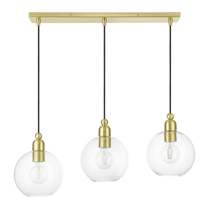 Livex Lighting 48974-12 Three Light Linear Chandelier, Satin Brass
