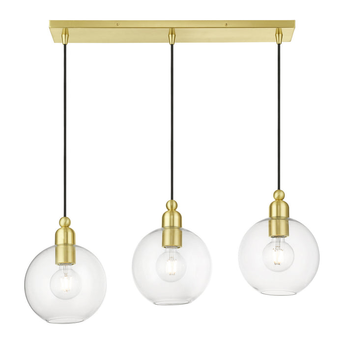 Livex Lighting 48974-12 Three Light Linear Chandelier, Satin Brass