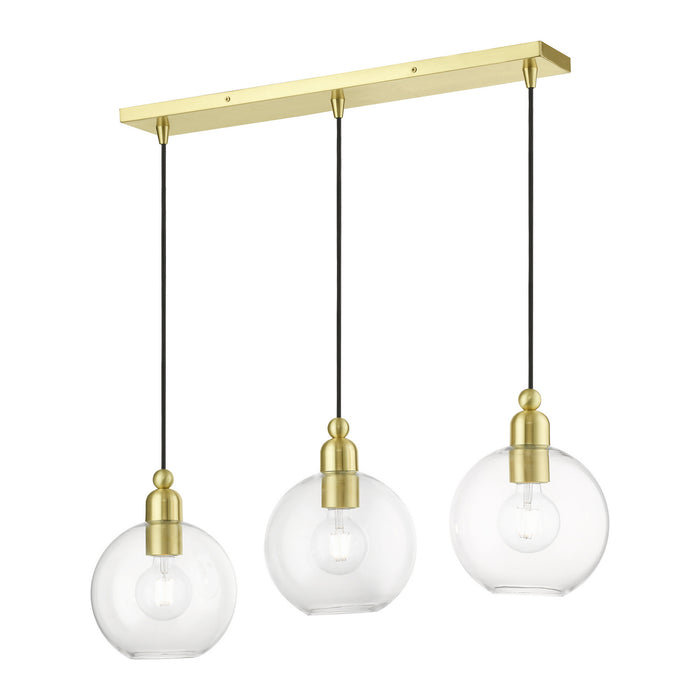 Livex Lighting 48974-12 Three Light Linear Chandelier, Satin Brass