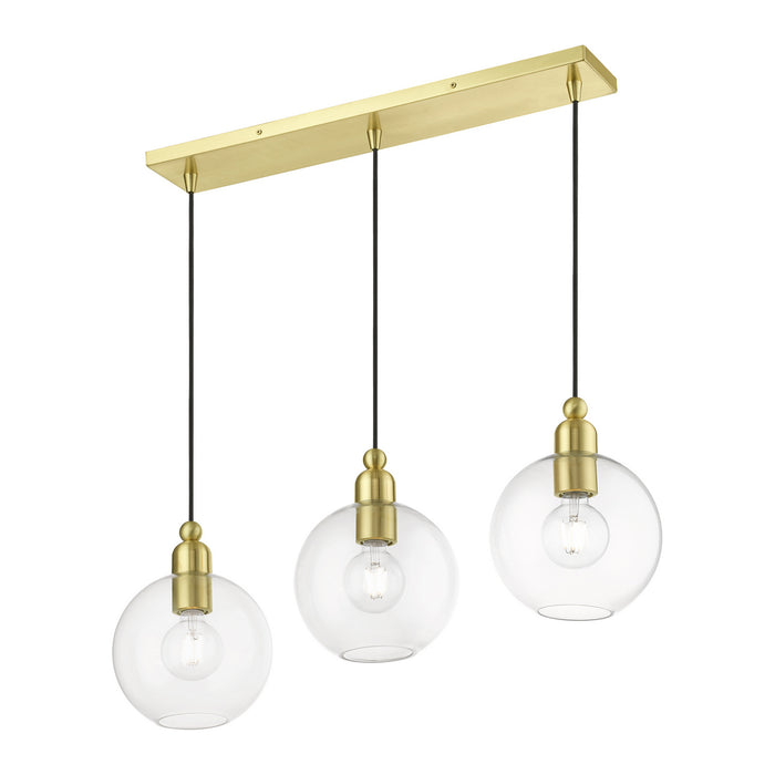 Livex Lighting 48974-12 Three Light Linear Chandelier, Satin Brass