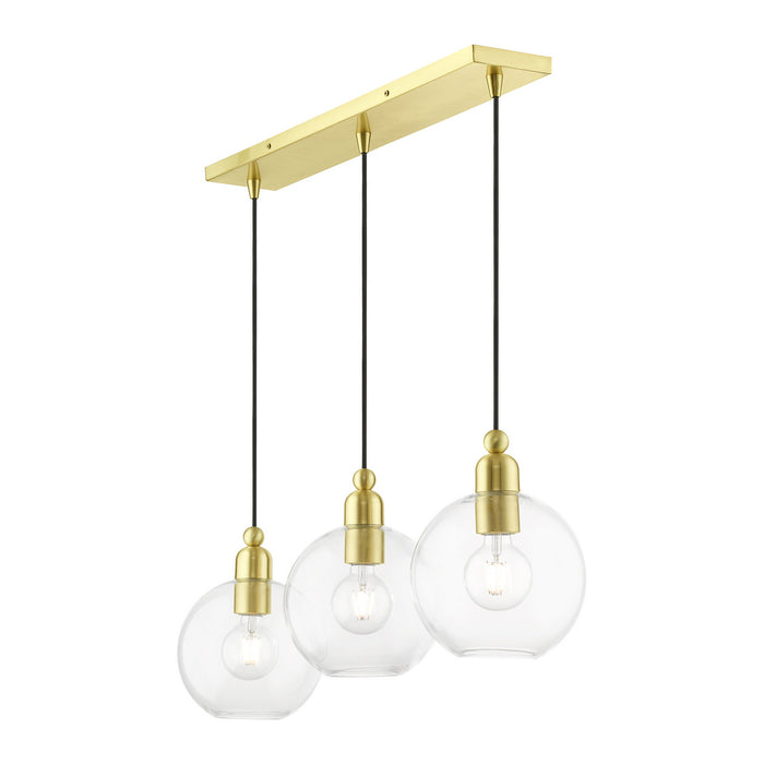 Livex Lighting 48974-12 Three Light Linear Chandelier, Satin Brass