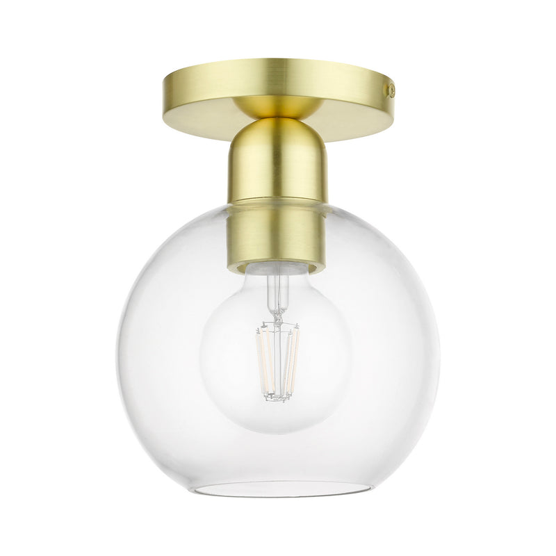 Livex Lighting 48977-12 One Light Semi-Flush Mount, Satin Brass