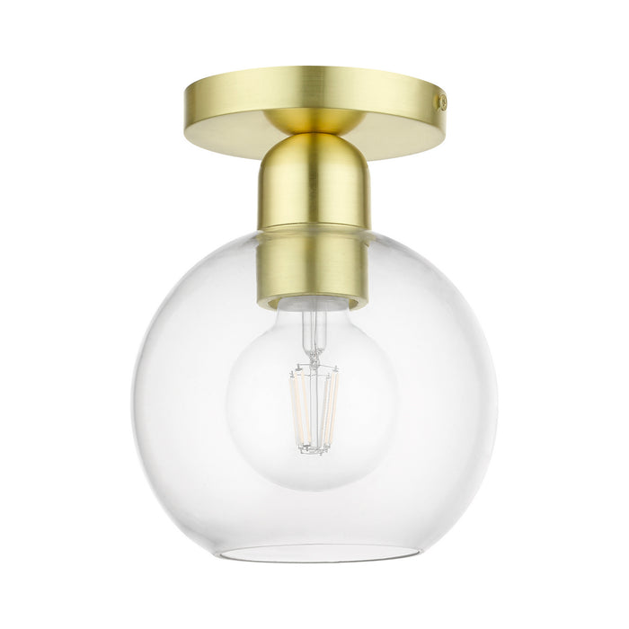 Livex Lighting 48977-12 One Light Semi-Flush Mount, Satin Brass