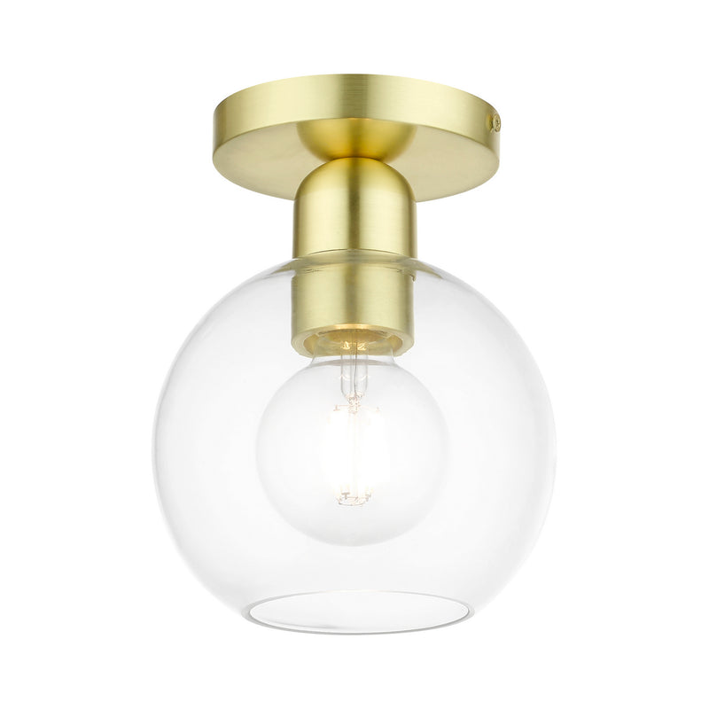 Livex Lighting 48977-12 One Light Semi-Flush Mount, Satin Brass