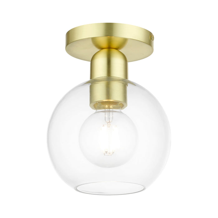 Livex Lighting 48977-12 One Light Semi-Flush Mount, Satin Brass